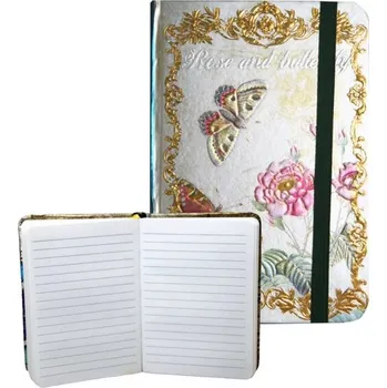 Zápisník Zápisník s gumičkou 95x140 mm růže a motýli A