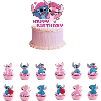 Balónek Sada zápichů na dort Lilo a Stitch 24 ks