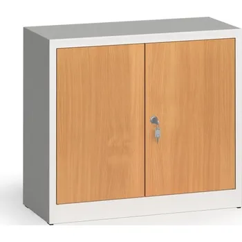 Policová skříň Alfa 3 Svařované skříně s lamino dveřmi, 800 x 920 x 400 mm, RAL 7035/buk