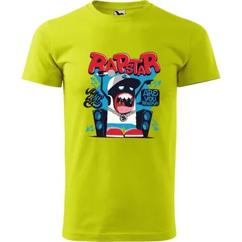 Pánská móda DOBRÝ TRIKO Pánské tričko s potiskem Rapstar Velikost: 2XL, Barva: Limetková