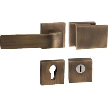 Dveřní kování MP KOVÁNÍ TI - CUBO/CINTO - HR 3230/2732 Provedení: klika / klika s PZ otvorem PLUS (otvor pro vložku s překrytím), Povrch: OGS - bronz česaný mat