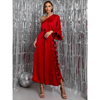 Dámské šaty Červené elegantní šaty DORRY přes jedno rameno Velikost: ONESIZE