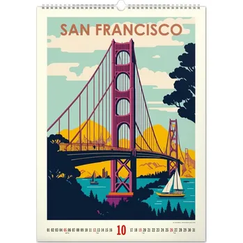 Kalendář Cestovatelské plakáty Světová města 2025 - nástěnný kalendář