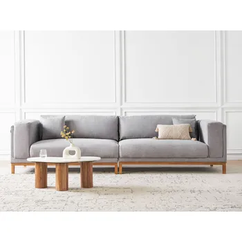 Pohovka Čalouněná pohovka 4místná šedá nábytek do obývacího pokoje dřevěné nohy moderní stylový Beliani