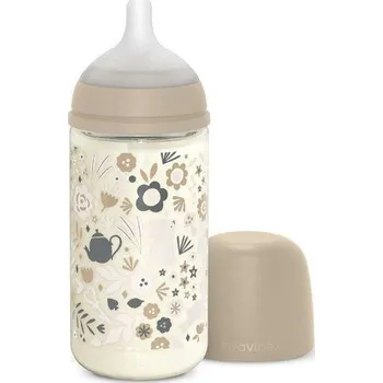 Kojenecká láhev Suavinex Láhev sklo Wonderland 240 ml fyziologická SX PRO +3 MF Liberty krémová