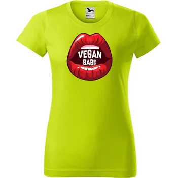 Dámské oblečení DOBRÝ TRIKO Dámské tričko s potiskem Vegan babe Barva: Limetková, Velikost: M