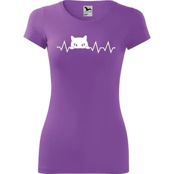 Dámské tričko DOBRÝ TRIKO Dámské tričko Tep kočka Velikost: XS, Barva: Fialová