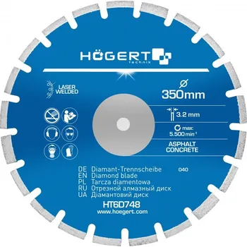 Řezný kotouč Högert Diamantový kotouč 350 mm, vnitř. otvor 25.4 mm HT6D748