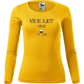 Dámské tričko DOBRÝ TRIKO Dámské tričko s dlouhým rukávem více vína Velikost: XL, Barva: Žlutá