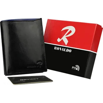 Peněženka Pánská kožená peněženka s barevnou vsadkou Hlavní barva \ zapínání: černá || tmavě modrá \ bez spony