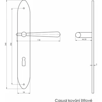 Dveřní kování BERNAT MOUNTING BERNAT dveřní kování Casual Provedení: BB (pokojový klíč), Povrchová úprava: surová mosaz, Rozteč: 72 mm