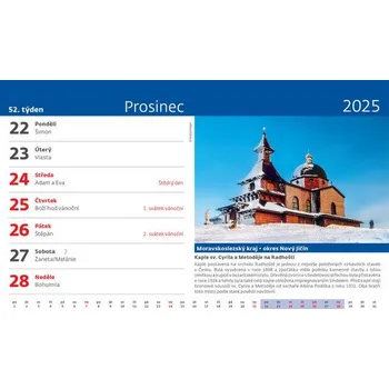 Kalendář Křížem krážem Českou republikou 2025 - stolní kalendář