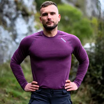 Pánské tričko TERMOVEL Pánské tričko PCE LONG fialový melír VELIKOST: 2XL