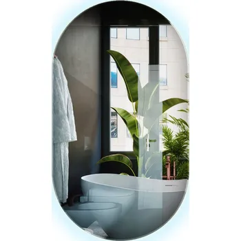Zrcadlo Moderní Oválné Zrcadlo na Zeď do Obývacího Pokoje LED Podsvícení Designové