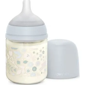 Kojenecká láhev SUAVINEX | Láhev sklo WONDERLAND 120 ml fyziologická SX PRO +0 SF - LIBERTY MODRÁ