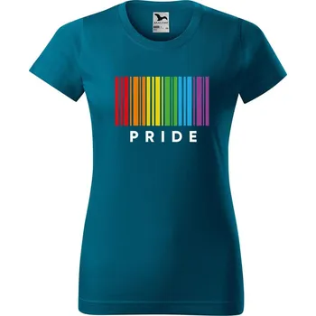 Dámské oblečení DOBRÝ TRIKO Dámské tričko s potiskem Pride pruhy Barva: Petrolejová, Velikost: 2XL