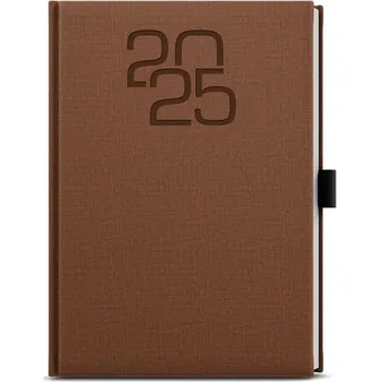 Diář Denní diář 2025 David Fabric A5 hnědá