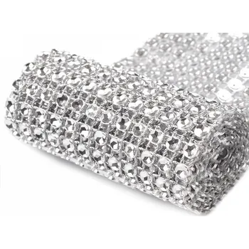 Stuha Diamantový pás / borta šíře 58 mm Varianta: 2 stříbrná, Balení: 9 m