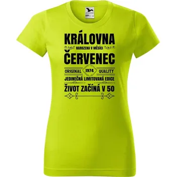 Dámské oblečení DOBRÝ TRIKO Dámské tričko s potiskem Narození královny Barva: Limetková, Velikost: L
