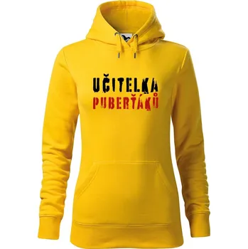 Dámské oblečení DOBRÝ TRIKO Dámská mikina s potiskem Učitelka puberťáků Velikost dámské mikiny: 2XL, Barva: Žlutá