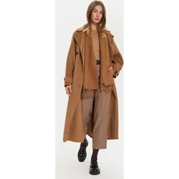 Dámské oblečení Tommy Hilfiger Vlněný kabát WW0WW45919 Hnědá Oversize M_L