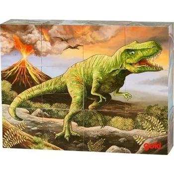 Dřevěná hračka Dřevěné kostky Dinosauři 12 kostek