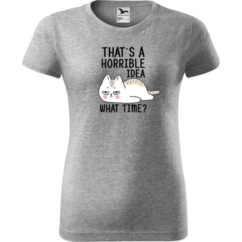 Dámské tričko DOBRÝ TRIKO Dámské tričko s potiskem What time Barva: Tmavě šedý melír, Velikost: 3XL