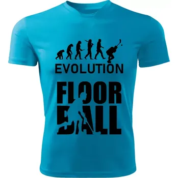 FLOORBALL tričko Evolution tyrkysové (pánské tričko EVOLUTION sportovní FLOORBALL)