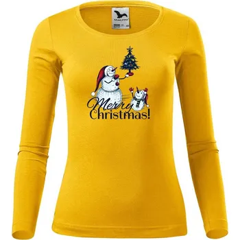 Dámské tričko DOBRÝ TRIKO Dámské bavlněné triko Merry Christmas! Velikost: XL, Barva: Žlutá