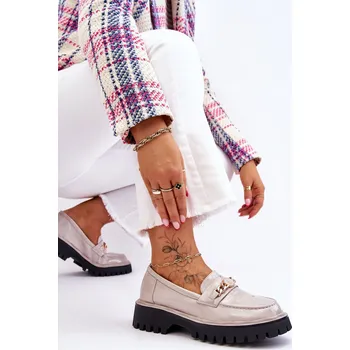 Dámské mokasíny Lakované mokasíny na platformě Ronin Barva: Stříbrná, Velikost: 41