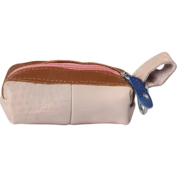 Excellanc Pouzdro na klíče z pravé kůže kompaktní béžovo-hnědá