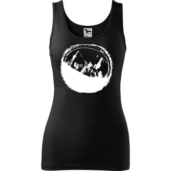 Dámské tričko DOBRÝ TRIKO Dámské tílko s potiskem - Hory a kolo Velikost: 2XL, Barva: Černá