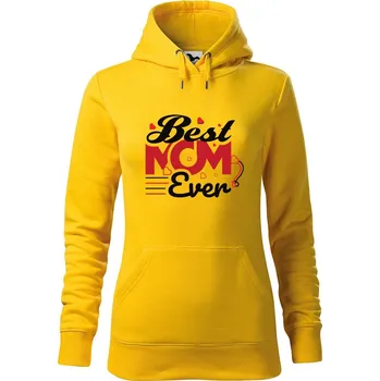 Dámské oblečení DOBRÝ TRIKO Mikina s potiskem a kapucí Best mom ever Velikost dámské mikiny: M, Barva: Žlutá