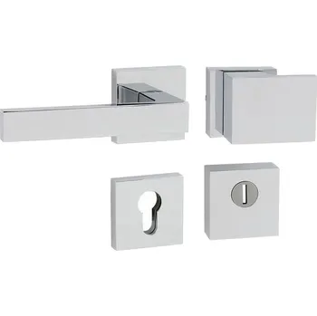 Dveřní kování MP KOVÁNÍ TI - CUBO/SQUARE - HR 3230/2275 Provedení: madlo / klika levá s otvorem PZ PLUS (otvor pro vložku s překrytím), Povrch: OC - chrom lesklý