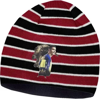 Čepice Numberoplus Dětská fotbalová pletená čepice line- Cristiano Ronaldo CR7 Barva: Vínová
