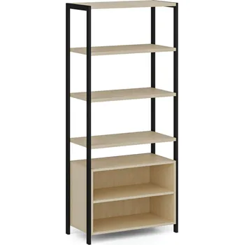 Kancelářská sestava B2B Partner Policová stěna HOME OFFICE s policovou skříňkou, černá/bříza