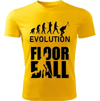 Pánské tričko FLOORBALL tričko Evolution žluté 3XL (pánské tričko EVOLUTION sportovní FLOORBALL)