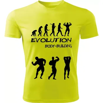 Pánské tričko Bodybuilding tričko Evolution Kulturistika limetkové XXL (pánské tričko EVOLUTION sportovní Body-building)