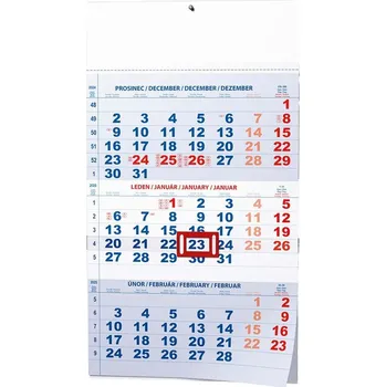 Kalendář Tříměsíční kalendář 2025 modrý - nástěnný kalendář