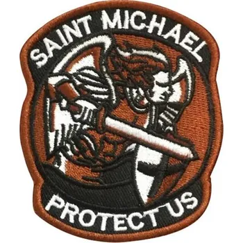 Nášivka WARAGOD Vyšívaná nášivka Saint Michael Protect Us, hnědá