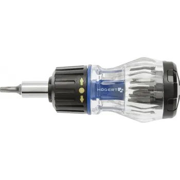 Šroubovák Högert Krátký ráčnový šroubovák + 8 bitů HT1S214
