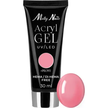 Lak na nehty Molly Nails - Acrylgel - Hema/di-Hema free Peony - lak na nehty - 30ml - růžová