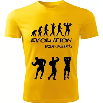 Bodybuilding tričko Evolution Kulturistika žluté 3XL (pánské tričko EVOLUTION sportovní Body-building)