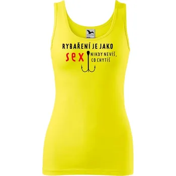 Dámské tričko DOBRÝ TRIKO Dámské tílko s potiskem Rybaření Velikost: L, Barva: Citrónová