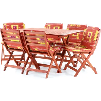 Zahradní sestava ZATE Dřevěná skládací sestava BASIC SET 6 + luxusní sedáky ZDARMA