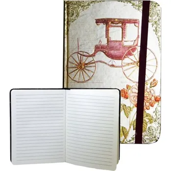 Zápisník Zápisník s gumičkou 178x126 mm zlatý s kočárem F