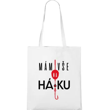 Nákupní taška DOBRÝ TRIKO Bavlněná taška s potiskem Mám vše na háčku Barva: Bílá