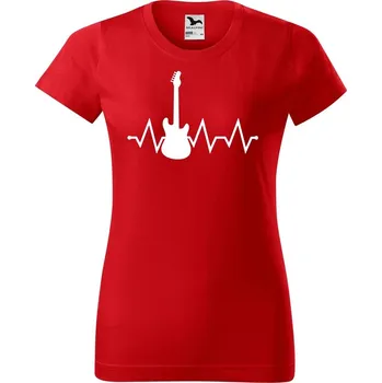 Dámské tričko DOBRÝ TRIKO Dámské tričko s potiskem Tep kytara Barva: Červená, Velikost: XS