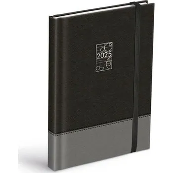 Diář Denní diář 2025 black/gray s gumkou