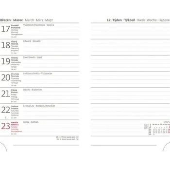 Diář Kapesní diář 2025 Flexio červený s gumičkou